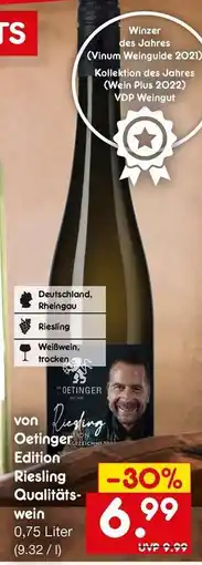 Netto Marken-Discount von Oetinger Edition Riesling Qualitätswein Angebot