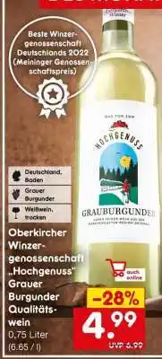 Netto Marken-Discount Oberkircher Winzergenossenschaft „Hochgenuss“ Grauer Burgunder Qualitätswein Angebot