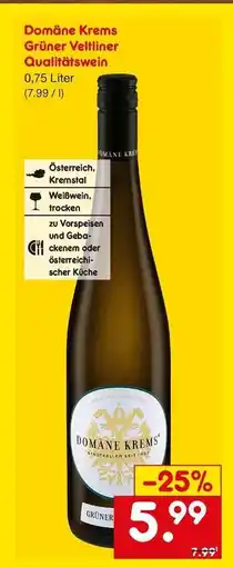 Netto Marken-Discount Domäne Krems Grüner Veltliner Qualitätswein Angebot