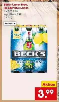Netto Marken-Discount Beck's Lemon Brew, Ice oder Blue Lemon Angebot