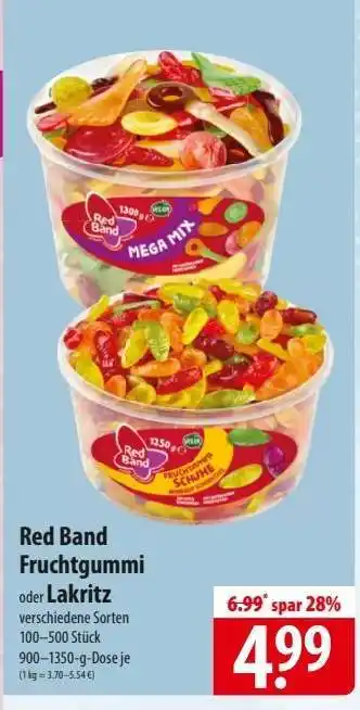 Famila Nord Ost Red Band Fruchtgummi oder Lakritz Angebot