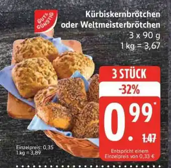 Edeka Kürbiskernbrötchen oder Weltmeisterbrötchen Angebot
