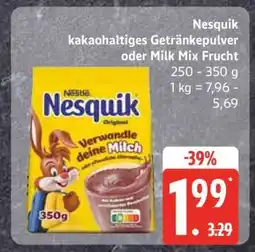 Edeka Nesquik kakaohaltiges Getränkepulver oder Milk Mix Frucht Angebot