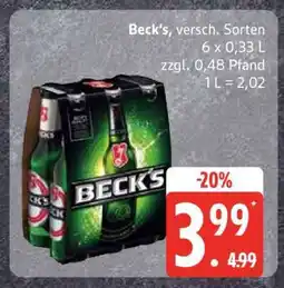 Edeka Beck's versch . Sorten Angebot