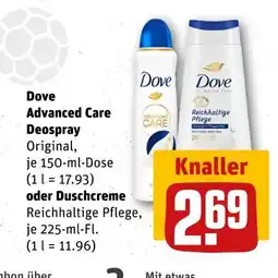 REWE Dove advanced care deospray oder duschcreme Angebot