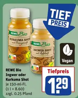 REWE Rewe bio ingwer oder kurkuma shot Angebot