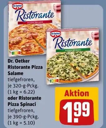 REWE Dr. oetker ristorante pizza salame oder ristorante pizza spinaci Angebot