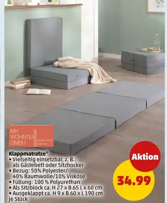 PENNY Mh wohntex gmbh klappmatratze Angebot