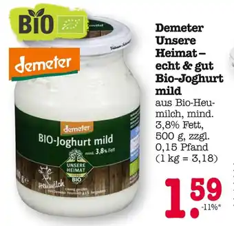 E-Center Demeter unsere heimat – echt & gut bio-joghurt mild Angebot