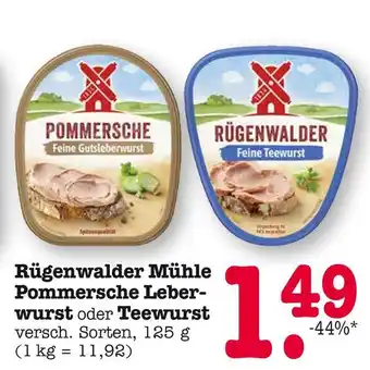 E-Center Rügenwalder mühle pommersche leberwurst oder teewurst Angebot