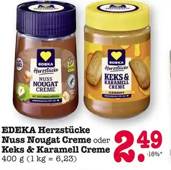 E-Center Edeka herzstücke nuss nougat creme oder keks & karamell creme Angebot