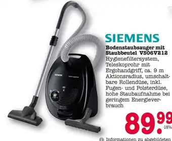 E-Center Siemens bodenstaubsauger mit staubbeutel vs06v212 Angebot