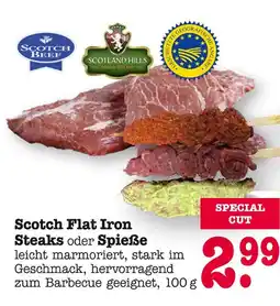 E-Center Scotch beef scotch flat iron steaks oder spieße Angebot