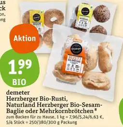tegut Demeter herzberger bio-rusti, naturland herzberger bio-sesam-baglie oder mehrkornbrötchen Angebot