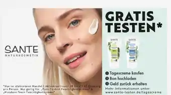 tegut Sante pore control feuchtigkeitscreme oder moisture fresh feuchtigkeitscreme Angebot