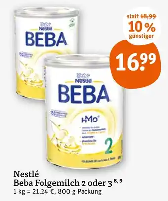 tegut Nestlé beba folgemilch 2 oder 3 Angebot