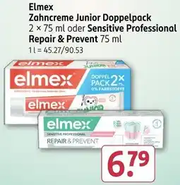 Rossmann Elmex Zahncreme Junior Doppelpack oder Sensitive Professional Repair & Prevent Angebot