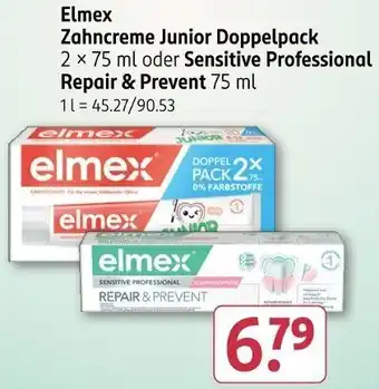 Rossmann Elmex Zahncreme Junior Doppelpack oder Sensitive Professional Repair & Prevent Angebot