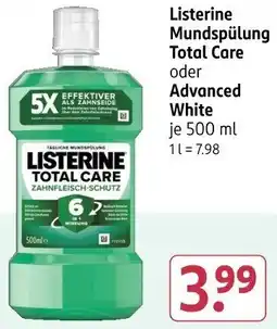 Rossmann Listerine Mundspülung Total Care oder Advanced White Angebot