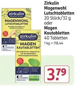 Rossmann Zirkulin Magenwohl Lutschtabletten oder Magen Kautabletten Angebot