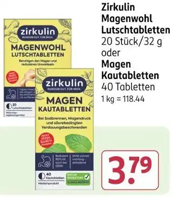 Rossmann Zirkulin Magenwohl Lutschtabletten oder Magen Kautabletten Angebot