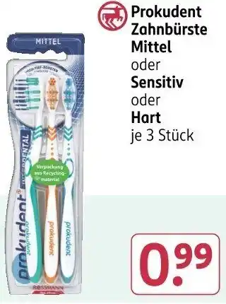 Rossmann Prokudent Zahnbürste Mittel oder Sensitiv oder Hart Angebot
