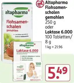 Rossmann Altapharma Flohsamenschalen gemahlen oder Laktase 6.000 Angebot