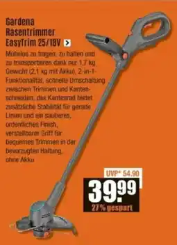 V Baumarkt Gardena Rasentrimmer EasyTrim 25/18V Angebot