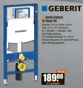 V Baumarkt GEBERIT Duofix Element für Wand-WC Angebot