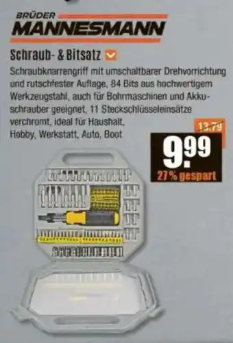 V Baumarkt BRÜDER MANNESMANN Schraub- & Bitsatz Angebot
