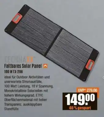 V Baumarkt TECHNAXX Faltbares Solar Panel 100 W TX-206 Angebot