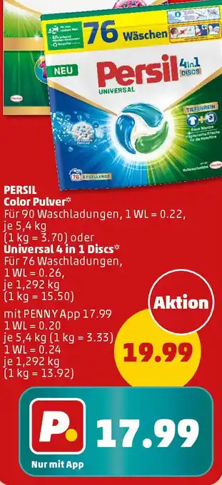 PENNY PERSIL Color Pulver oder Universal 4 in 1 Discs Angebot