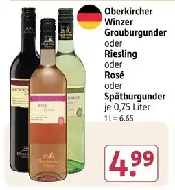Rossmann Oberkircher Winzer Grauburgunder oder Rosé oder Spätburgunder Angebot