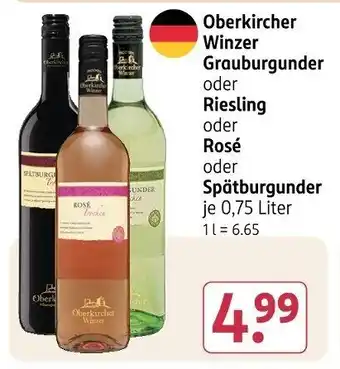 Rossmann Oberkircher Winzer Grauburgunder oder Rosé oder Spätburgunder Angebot