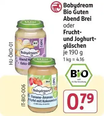 Rossmann Babydream Bio Guten Abend Brei oder Frucht- und Joghurt- gläschen Angebot
