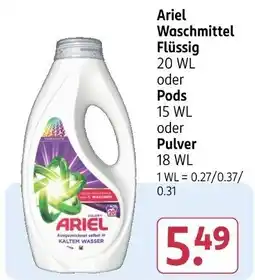 Rossmann Ariel Waschmittel Flüssig oder Pods oder pulver Angebot