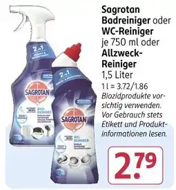 Rossmann Sagrotan Badreiniger oder WC-Reiniger oder Allzweck- Reiniger Angebot