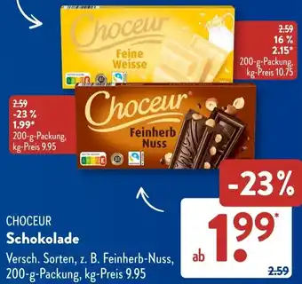 Aldi Süd CHOCEUR Schokolade Angebot