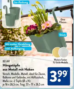 Aldi Süd BELAVI Hängetöpfe aus Metall mit Haken Angebot