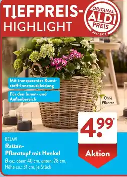 Aldi Süd BELAVI Rattan Pflanztopf mit Henkel Angebot