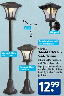 Aldi Süd CASALUX 3-in-1 LED-Solar Gartenlaterne Angebot