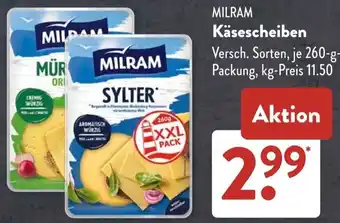 Aldi Süd MILRAM Käsescheiben Angebot