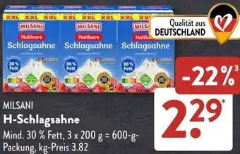 Aldi Süd MILSANI H-Schlagsahne Angebot