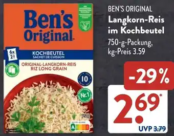Aldi Süd BEN'S ORIGINAL Langkorn-Reis im Kochbeutel Angebot