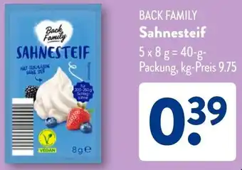 Aldi Süd BACK FAMILY Sahnesteif Angebot