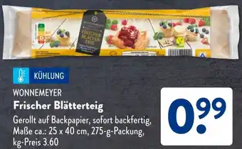 Aldi Süd WONNEMEYER Frischer Blätterteig Angebot