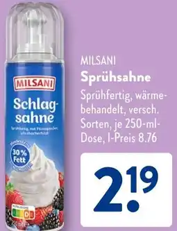 Aldi Süd MILSANI Sprühsahne Angebot