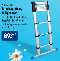 Aldi Süd WORKZONE Teleskopleiter, 11 Sprossen Angebot