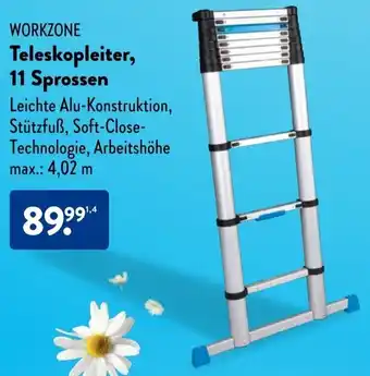 Aldi Süd WORKZONE Teleskopleiter, 11 Sprossen Angebot