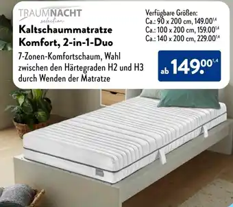 Aldi Süd TRAUMNACHT Kaltschaummatratze Komfort, 2-in-1-Duo Angebot